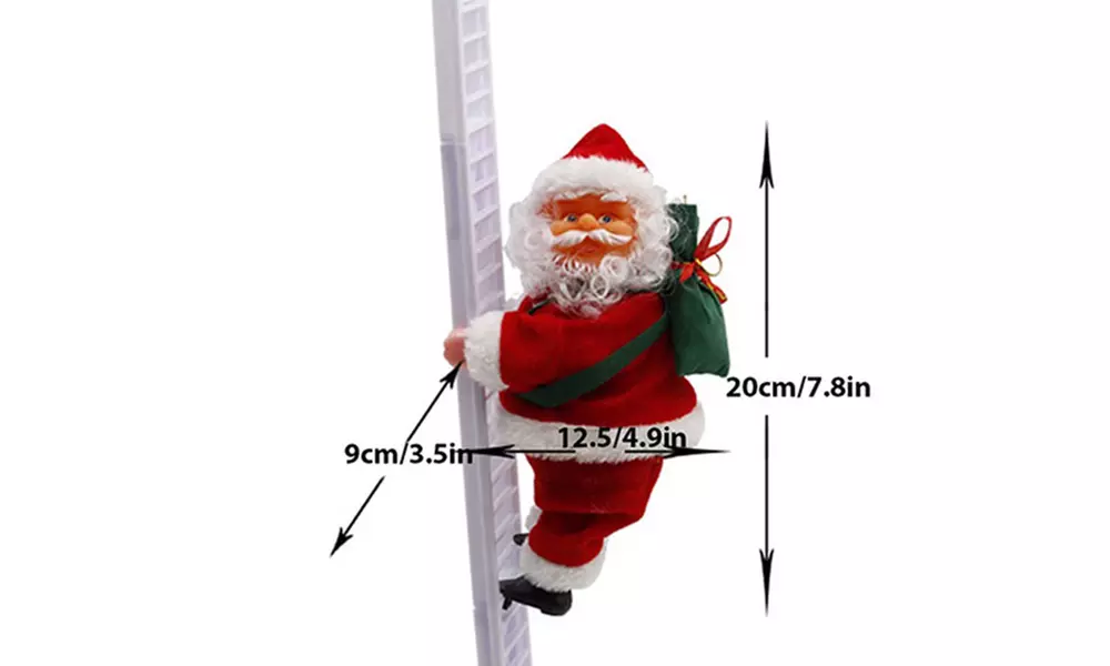 Animated Musical Jingle Bells Santa Claus Climbing Ladder Toy Christmas Gift