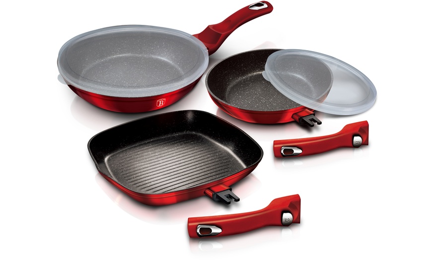 Image 8: Berlinger Haus 5 Pc Frying Pan Set With Grill And Detachable Handles