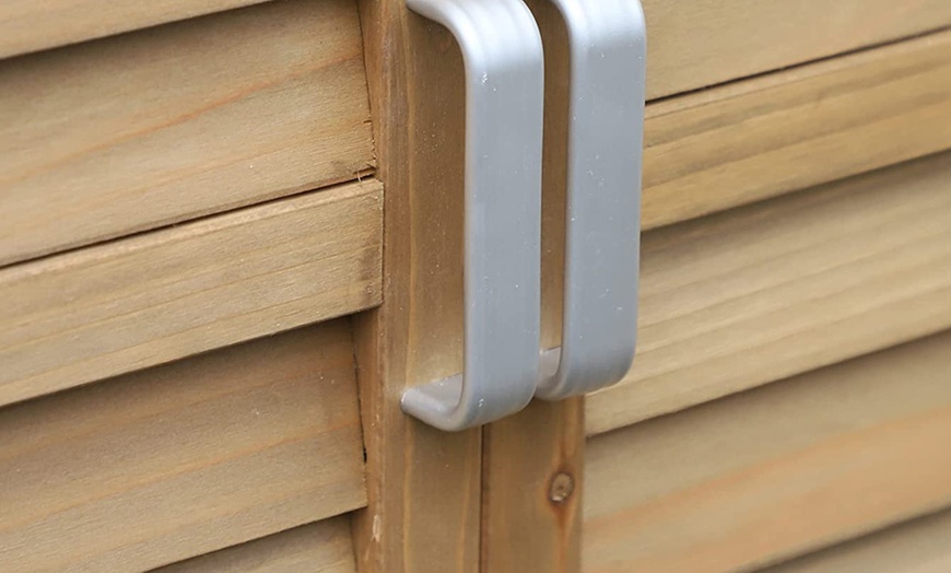 Image 11: Outsunny Wooden Garden Storage Sheds in Grey or Natural Wood