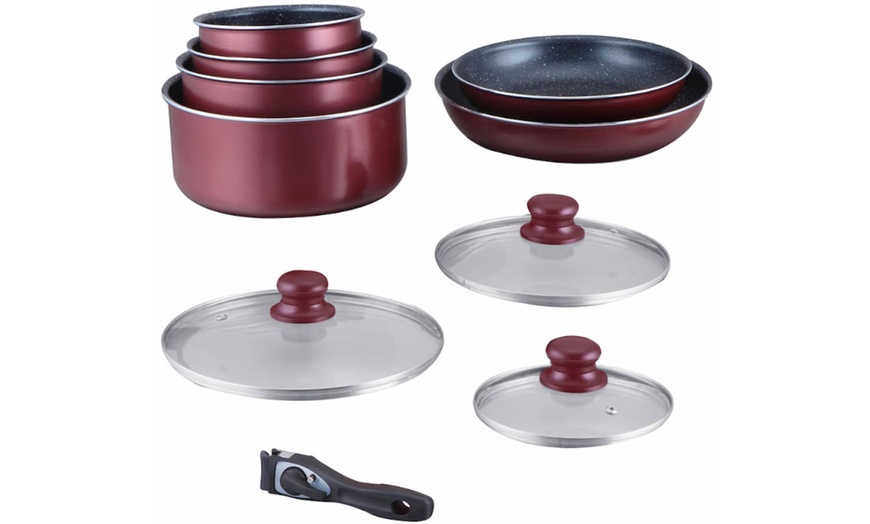 Image 7: Batería de cocina de 10 piezas con revestimiento efecto piedra