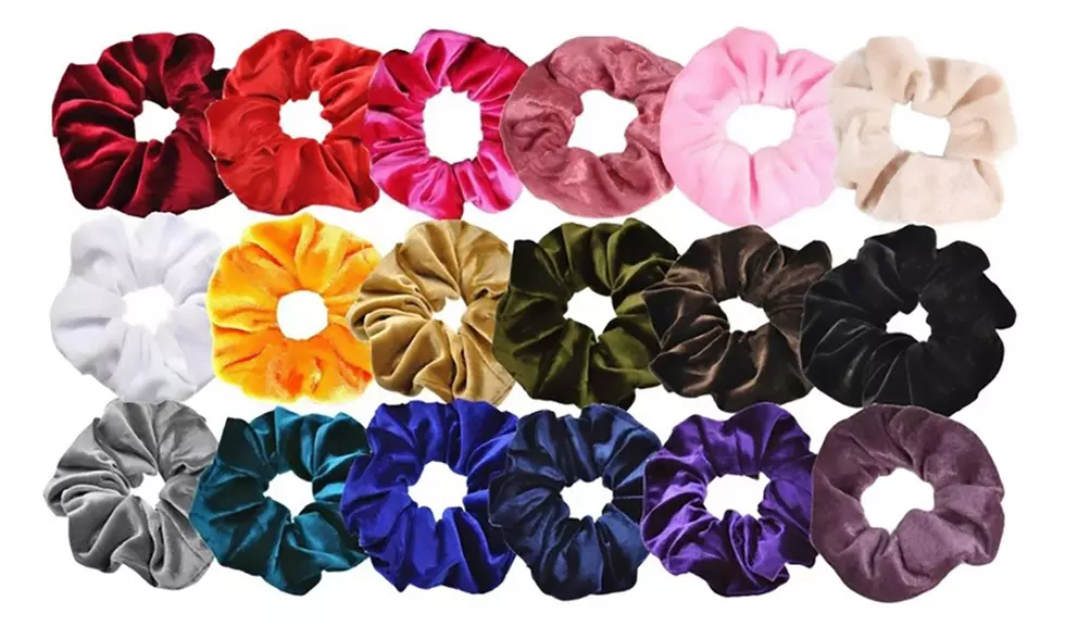 Elastic Velvet Hair Scrunchies - Assorted Colors - 18 Pack or 36 Pack