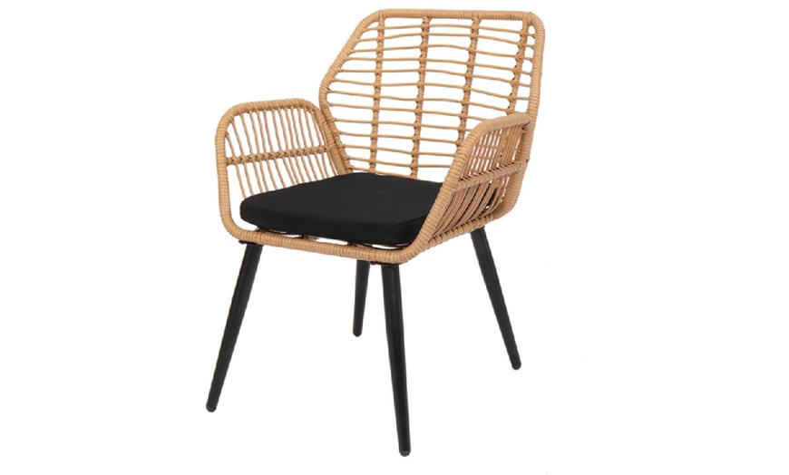 Image 11: PE Steel Outdoor Wicker Rattan Chair Set