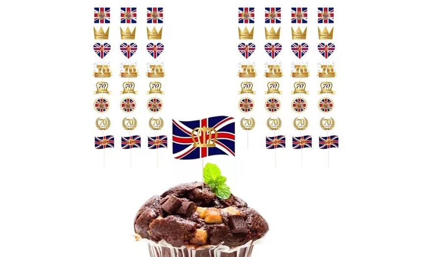 Image 2: 56 Queen's Jubilee Cupcake Decorations