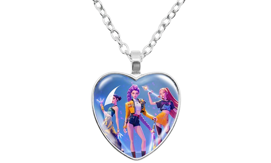 Image 5: KPop Demon Hunters Heart Pendant Necklace, Stylish Anime-Inspired Design in Three Colours