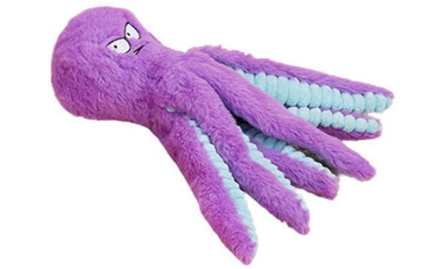 Image 8: Plush Squeaky Octopus Dog Toy