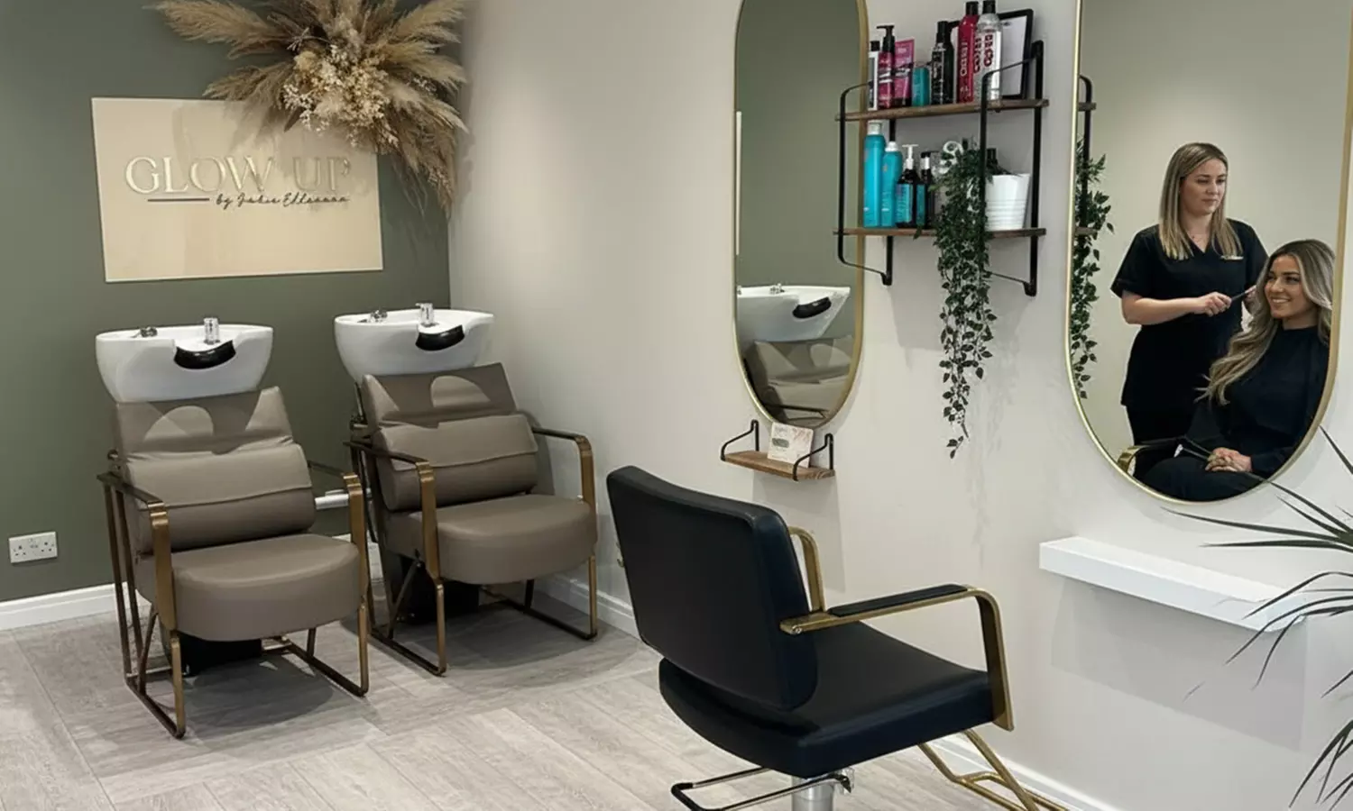 Glow Up with Wash, Cut and Blow Dry w/w/o Half/Full Head Highlights