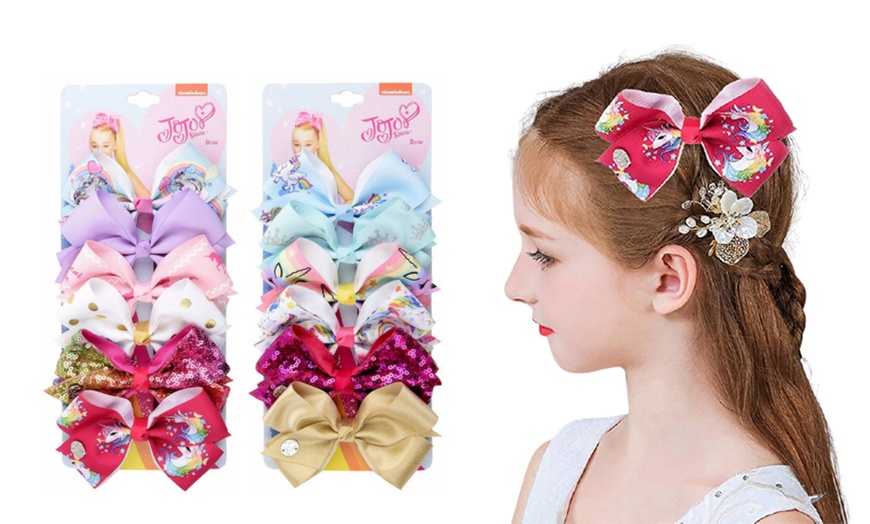 Image 1: 12-Piece Set of Children's Hair Bows with Alligator Clips