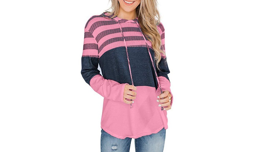 Image 7: Women's Hooded Long Sleeve Pull Over Sweat Shirt