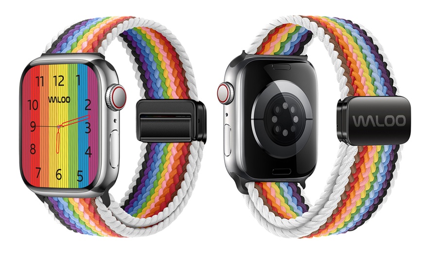 Image 9: Waloo Braided Nylon Magnetic Loop Band For Apple Watch- (Size & Color)