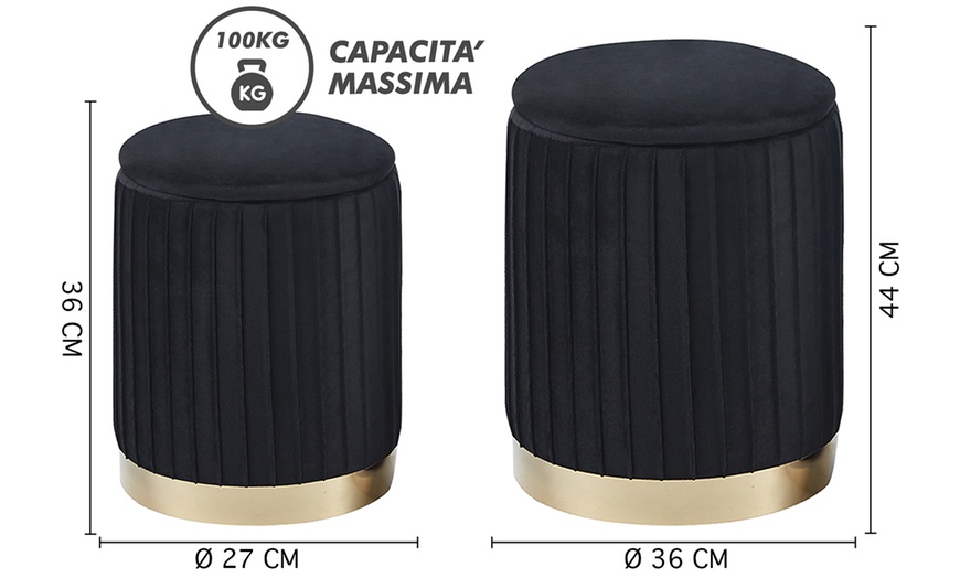 Image 27: Coppia di pouf contenitori in velluto