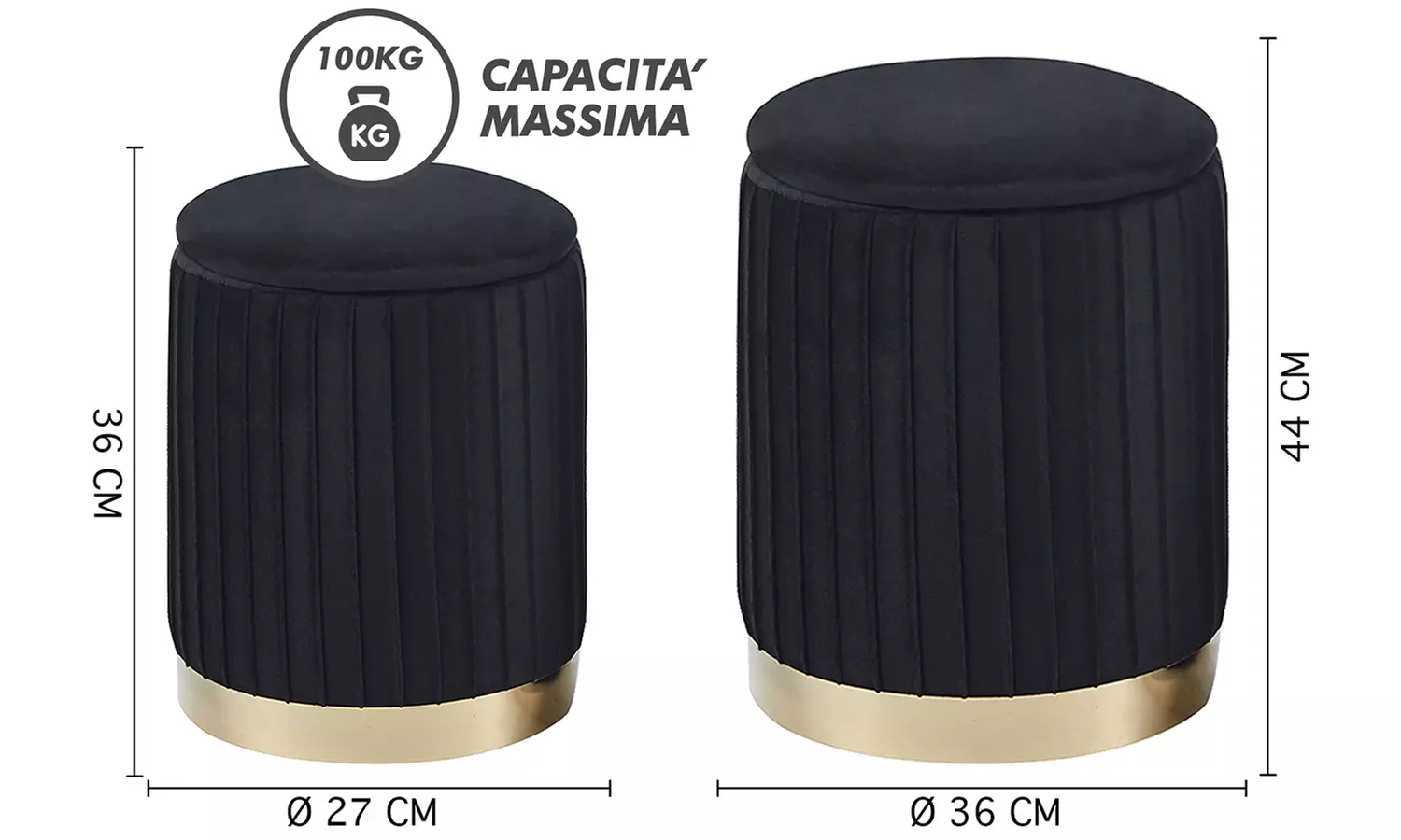 Velours poef met bergruimte