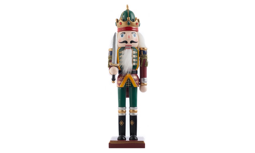 Image 6: Living And Home Wooden Nutcracker Soldier Figurine Christmas Ornament