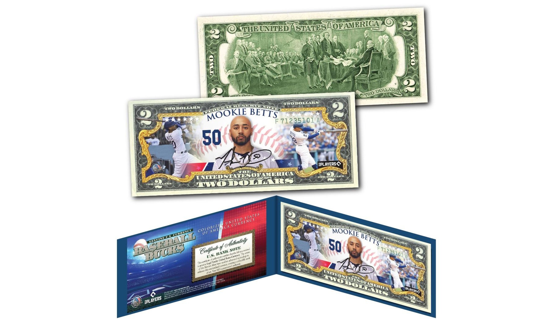 MOOKIE BETTS LA Dodgers Baseball Bucks MLB Player Genuine 2 Dollar U.S. Bill