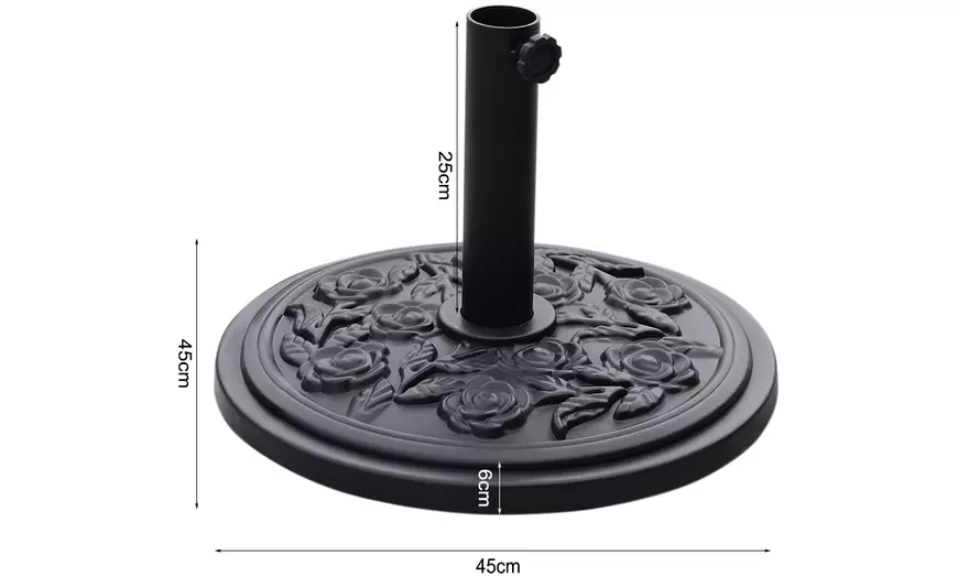 Image 11: Large 3m Black Rotating Outdoor Parasol with Multiple Base Styles