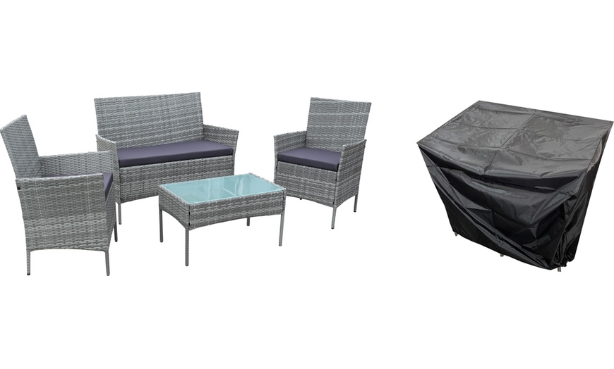 Image 3: Neo Four-Piece Rattan-Effect Garden Furniture Set with Optional Cover