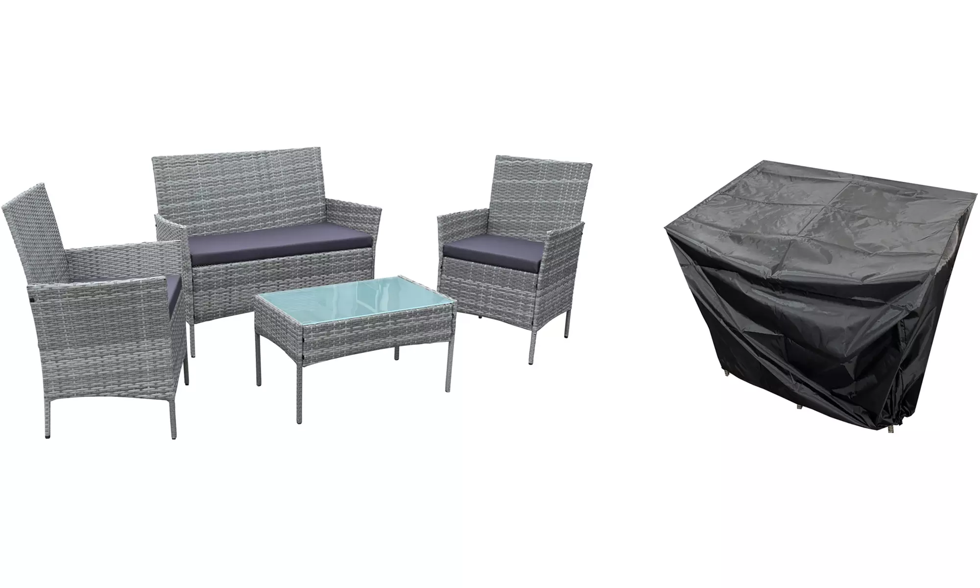 Neo Four-Piece Rattan-Effect Garden Furniture Set with Optional Cover