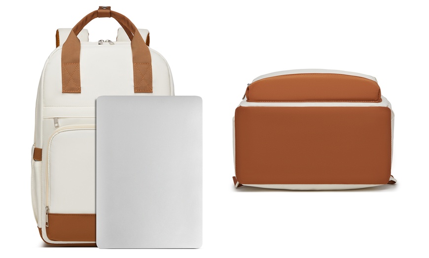 Image 12: KONO wasserabweisender Rucksack mit Laptopfach und USB-Anschluss