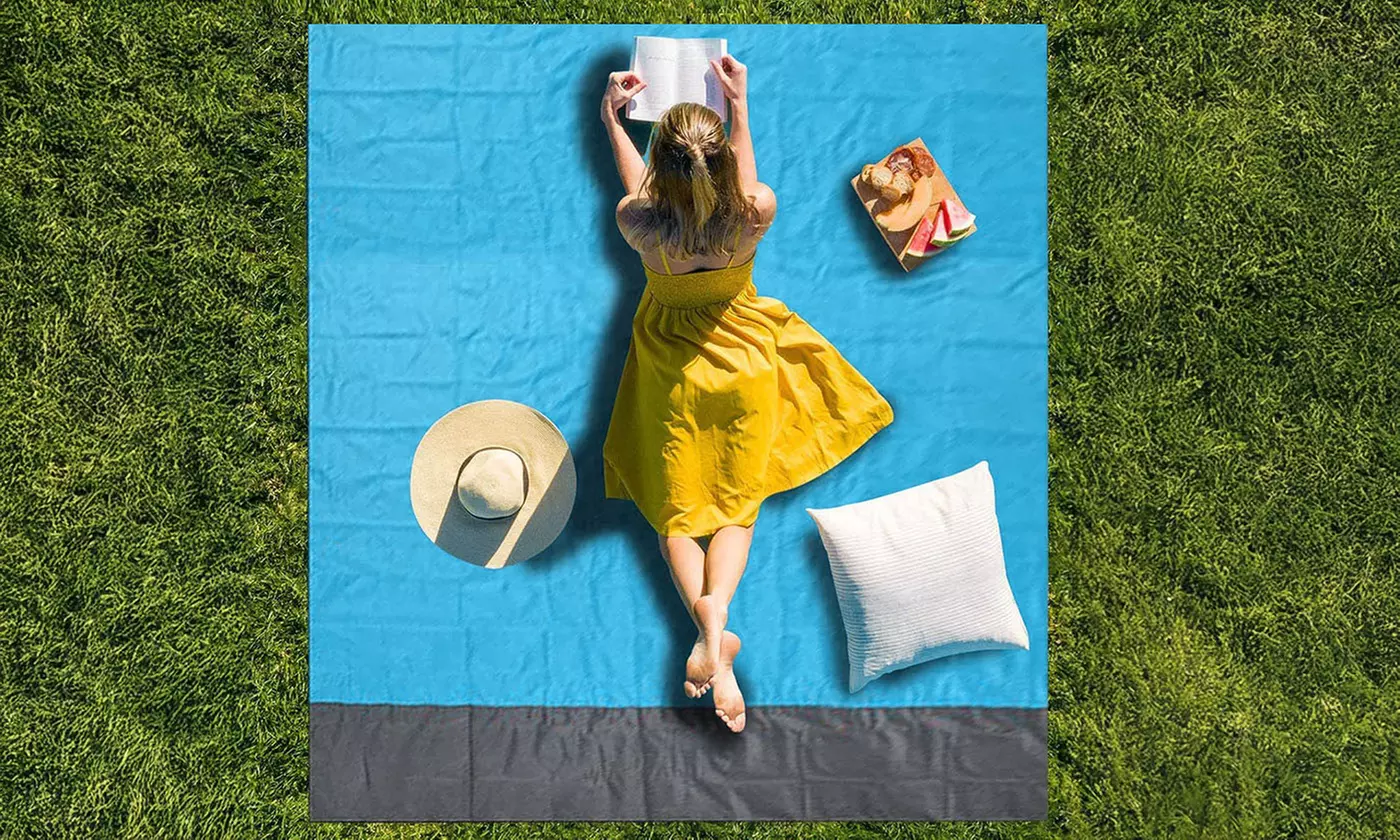 Beach Picnic Mat Pocket Blanket Rug Sand Proof Waterproof Travel Camping Hiking - Primary Image