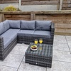 Image 3: Boston Rattan-Effect Corner Sofa Set in Grey with optional Cover 