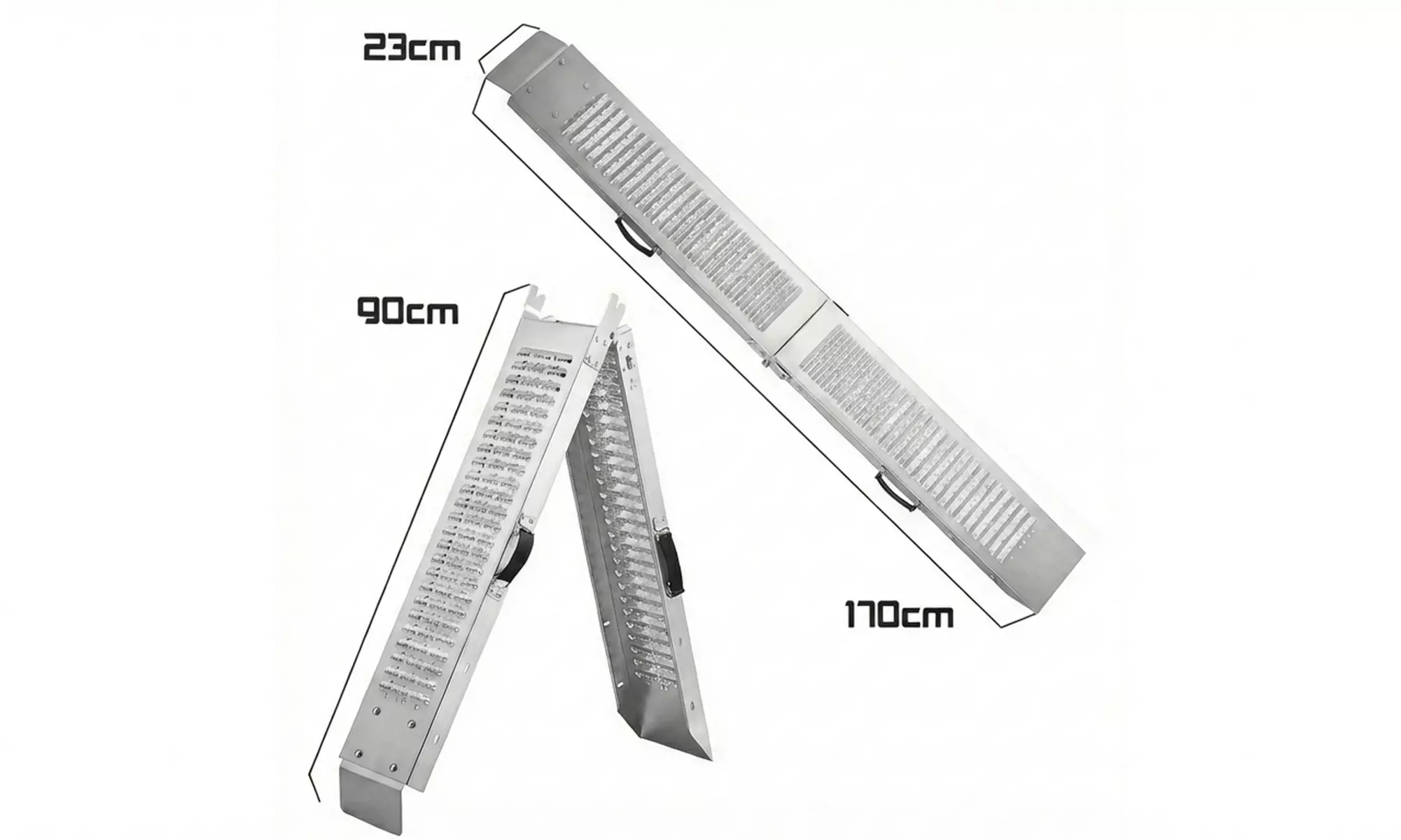 Rampa de carga plegable fabricada en acero con pintura antideslizante