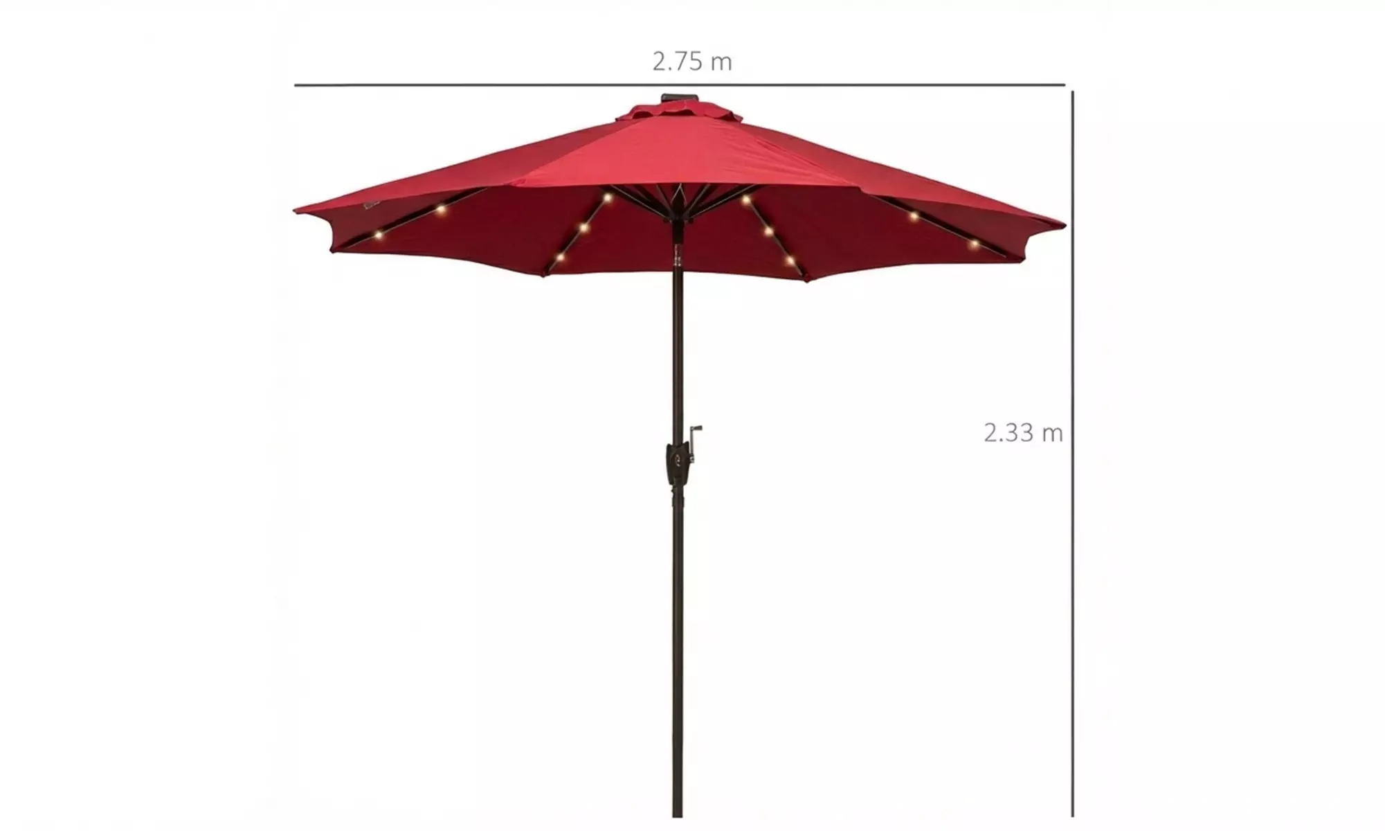 Outsunny Solar LED Tilt Parasol Umbrella