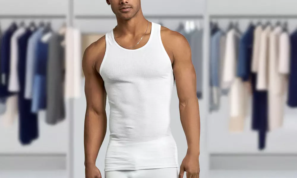 (6 Pack) Men's Sleeveless Scoop Neck Tank Tops