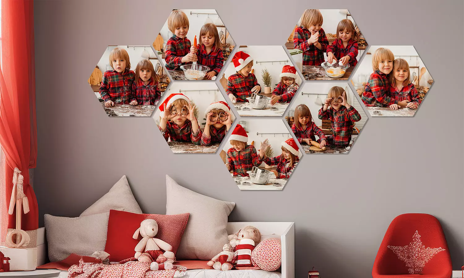 Personalisierbare Hexagon-Fotos als Set in verschiedenen Größen