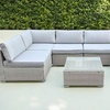 Image 1: 6-Seater U-Shaped Rattan Effect Garden Furniture Set