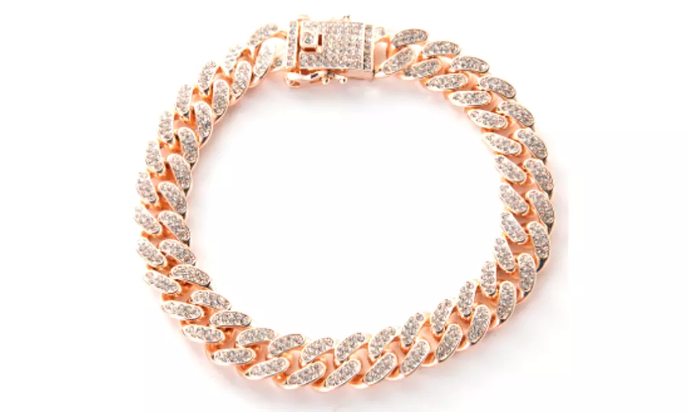 Premium Cuban Link Dog Collar; Rhinestone Design