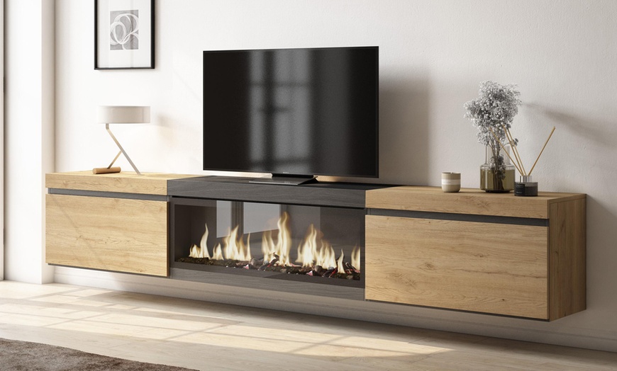 Image 32: Mueble de TV en suspensión con 3 módulos y espacio de almacenaje