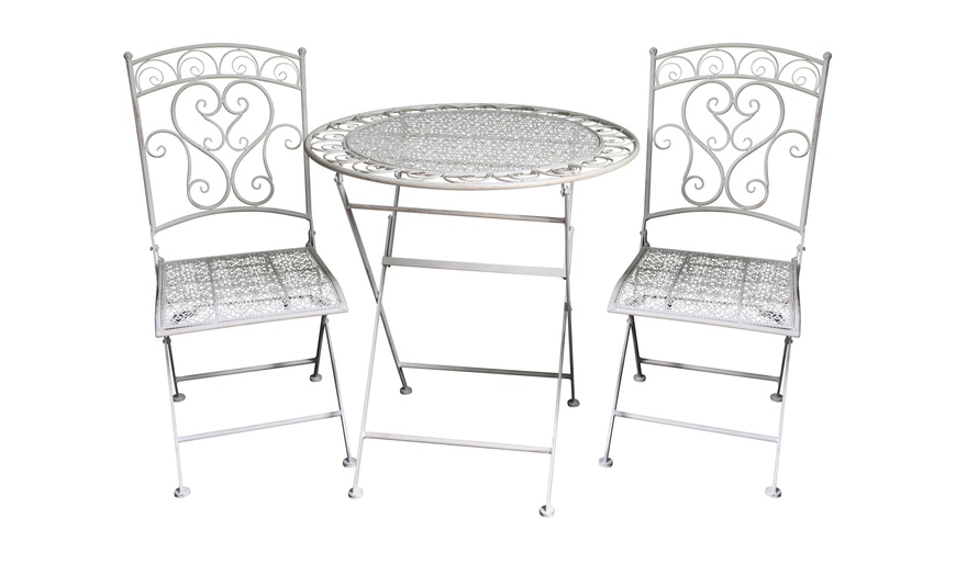 Image 4: Wrought Iron Garden Bistro Set, Choice of 2 Colours