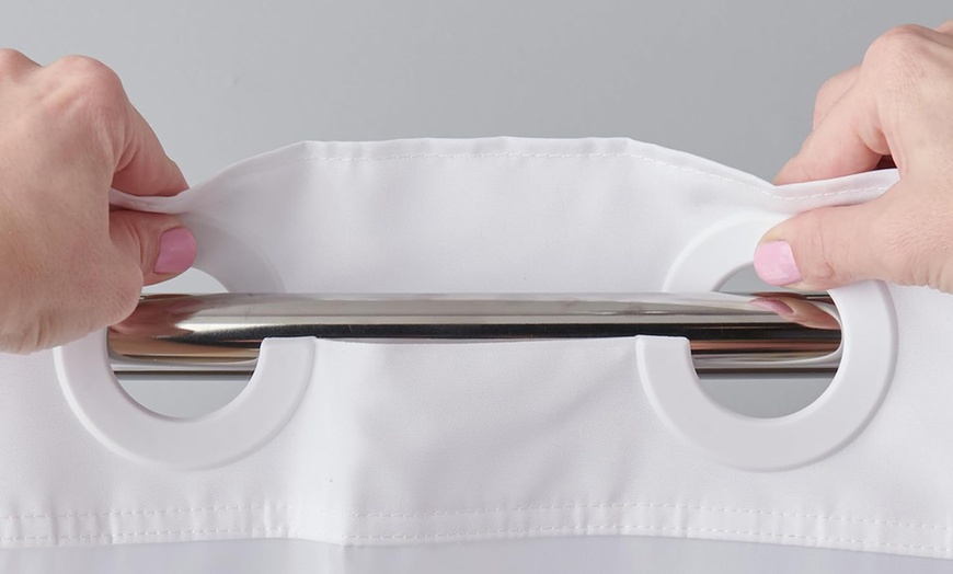 Image 5: Clearance Hookless Quick-Fit Shower Curtain