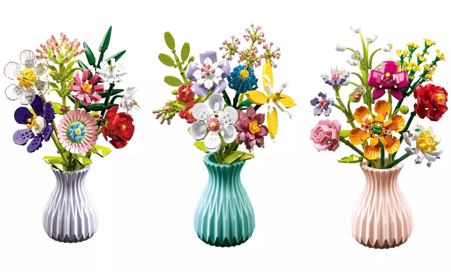 Bouquet de fleurs décoratif à construire en blocs inspirés de LEGO