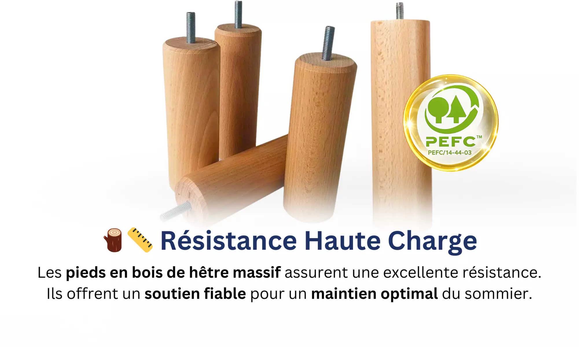 Sommier à latte dynamique, bois massif d'épicéa et de hêtre