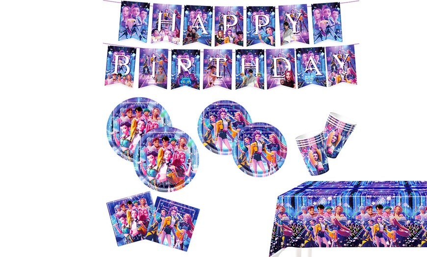Image 2: 66-Piece K-Pop Inspired Disposable Tableware Set for Vibrant Parties