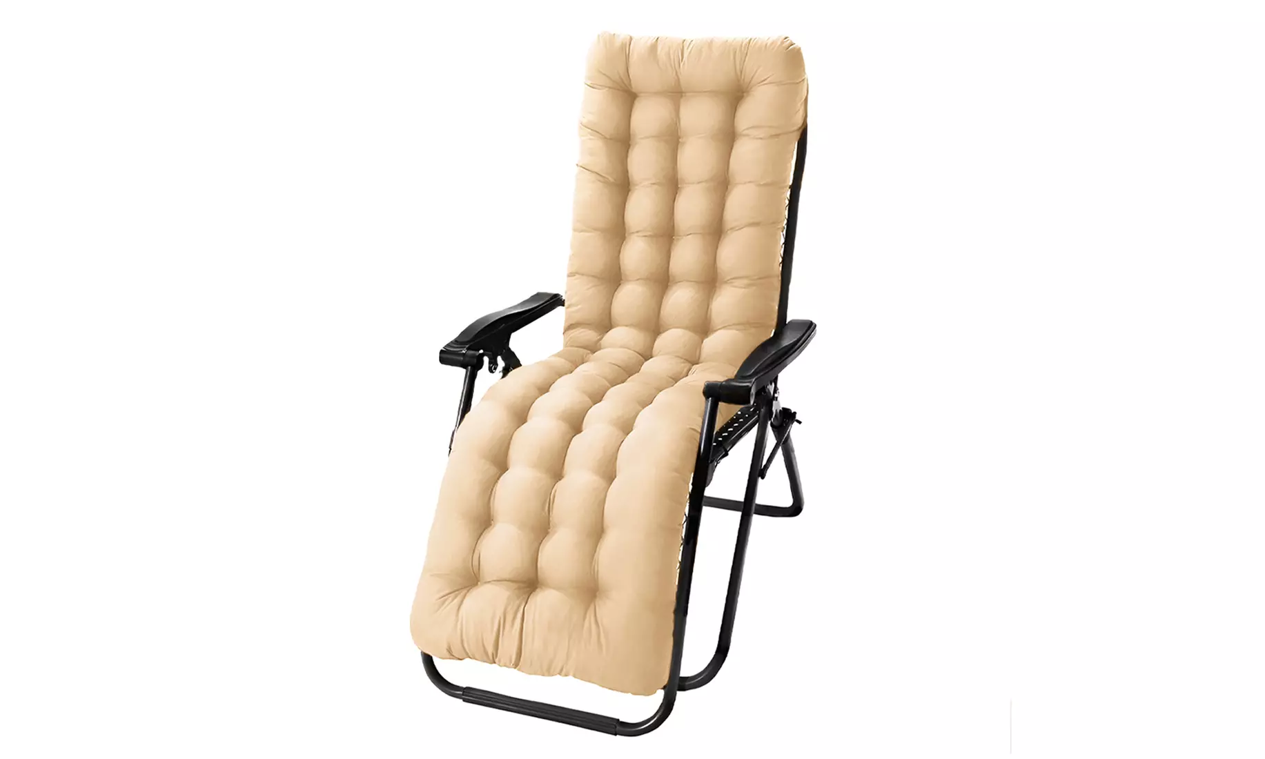 Chaise pliante avec coussin et dossier inclinable