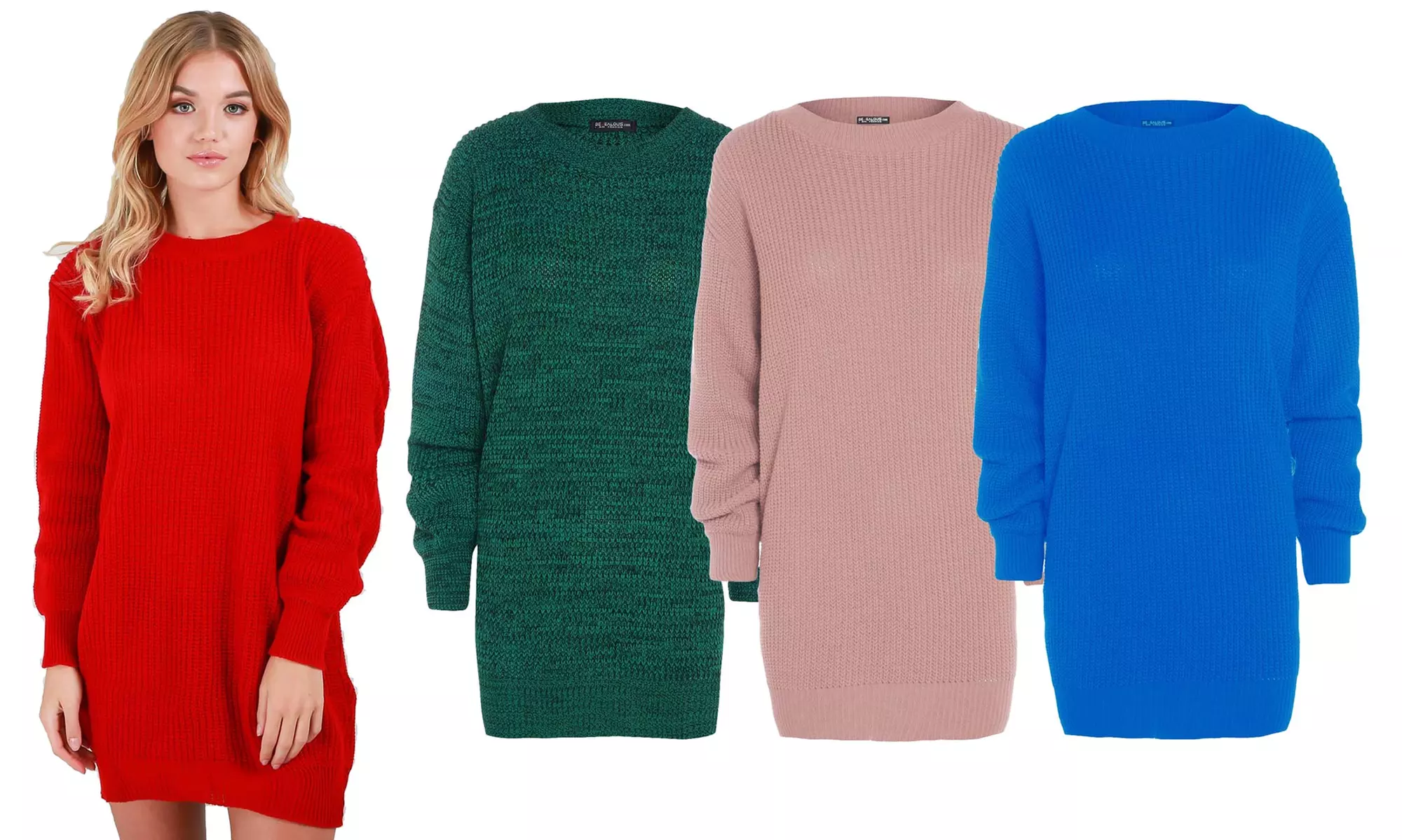 Robe pull en maille côtelée Eva à manches longues de Oops, livraison offerte - Primary Image