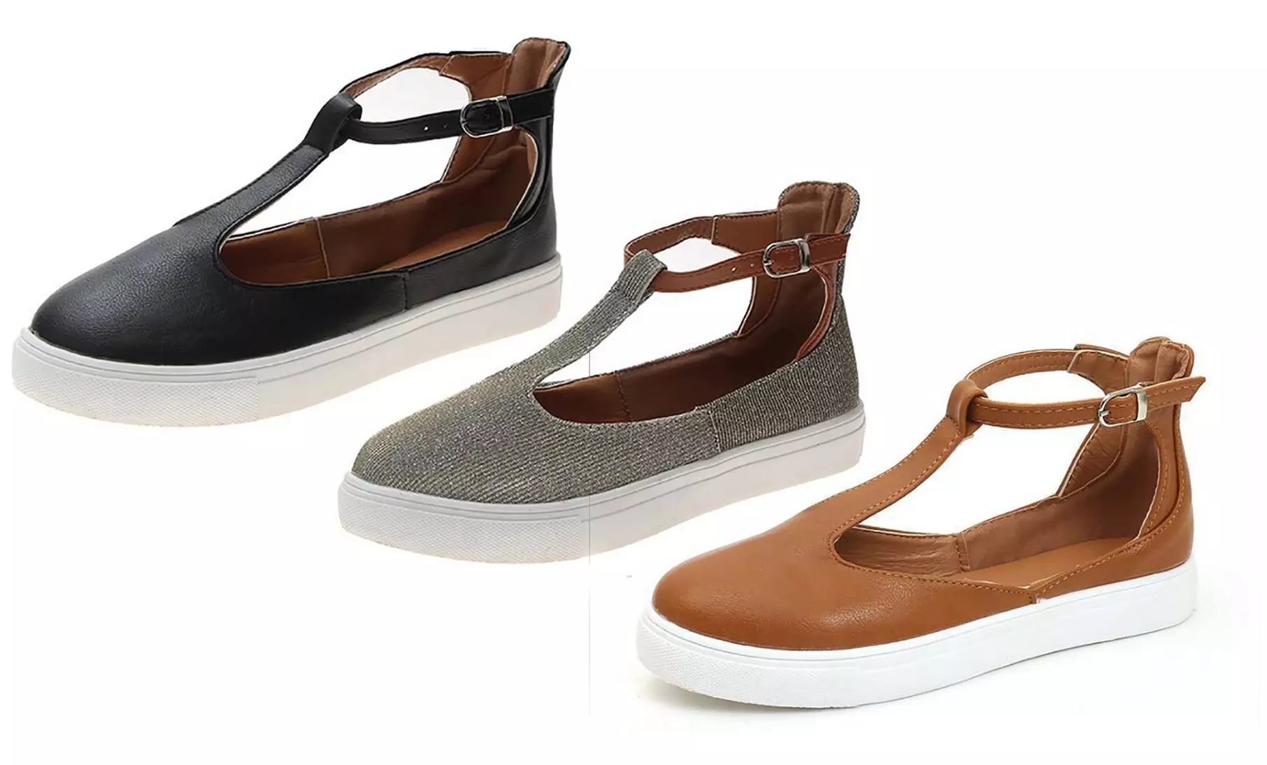 Women's T-Strap Flat Heel Sandals - Primary Image