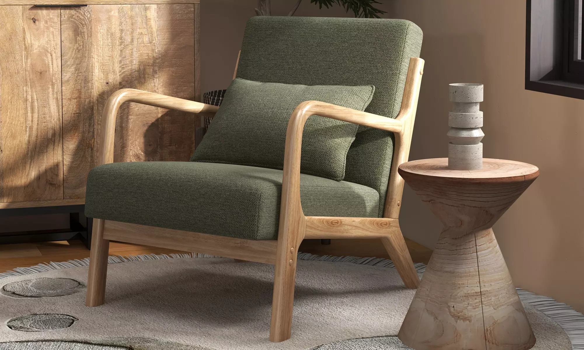 Poltrona in tessuto e legno Zach Doosense