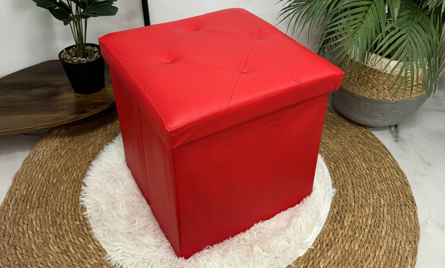 Image 7: Pouf carré en simili cuir avec espace de rangement