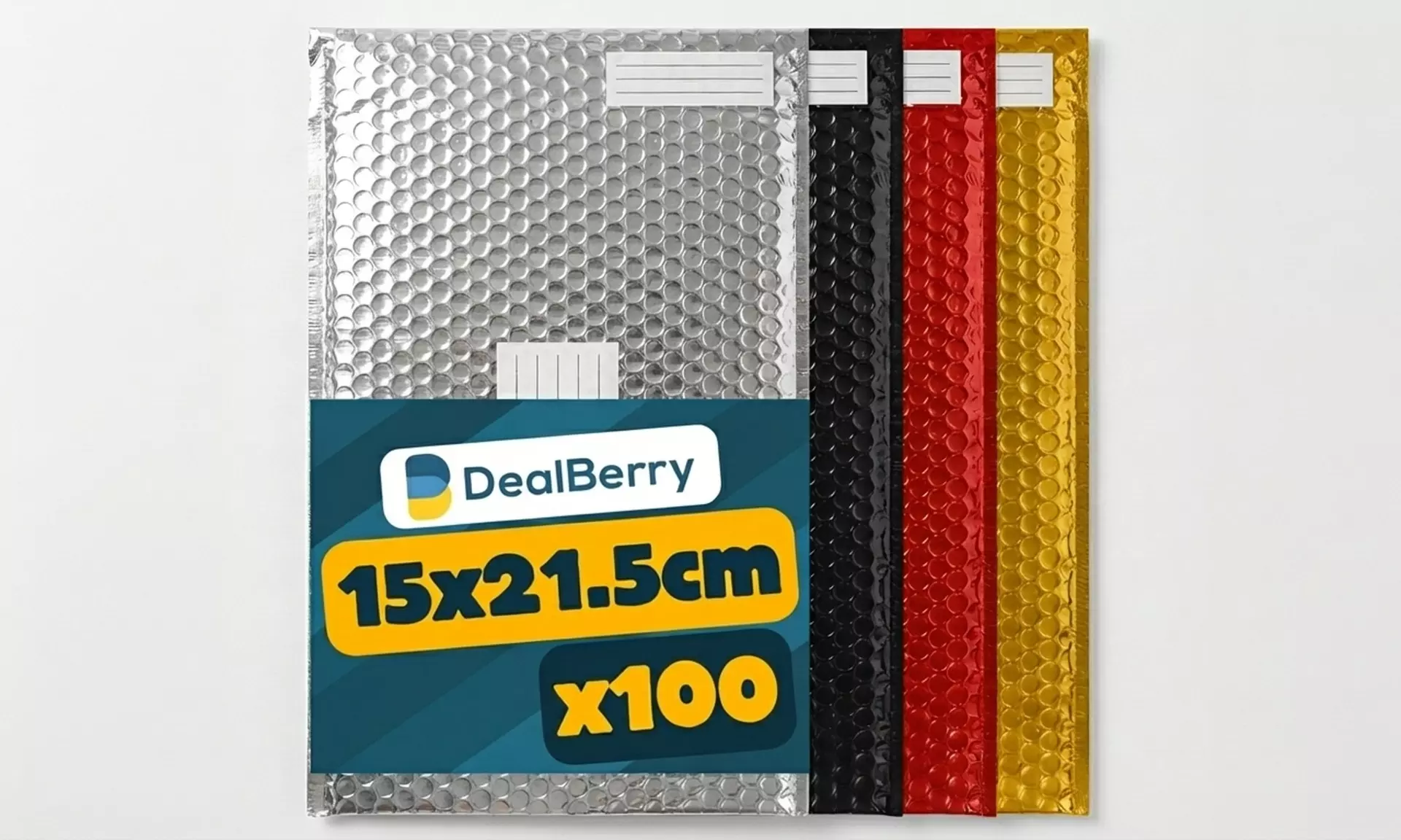 DealBerry 100 Assorted Metallic Bubble Mailers