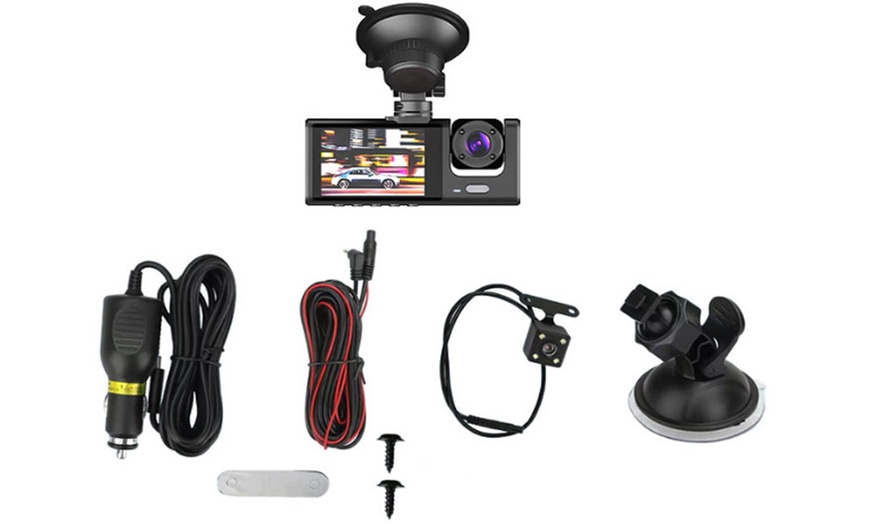 Image 5: Triple Channel Car Dash Cam with 32GB Card, 140-Degree Wide Angle