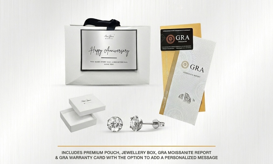 Image 4: MGJ™ 0.5ct Moissanite Stud Earrings, D Color and VVS1 Clarity