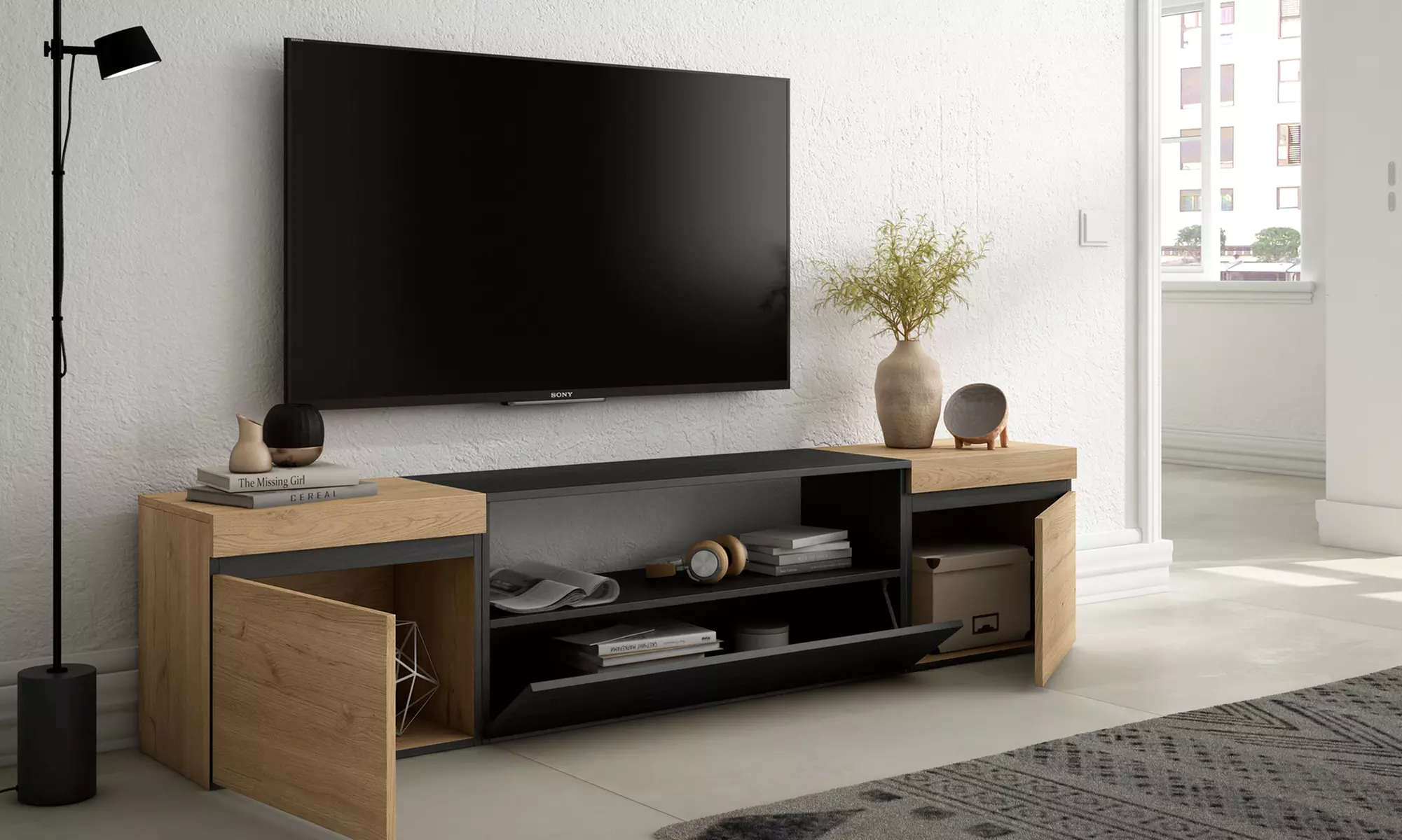 Stijlvol TV-meubel met ruime opberging en optionele led-haard