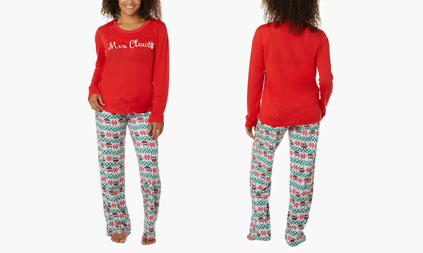 Family Pajamas in Holiday Fair Isle Print (2-Piece Set) (Women's Sizes M & L) - Primary Image