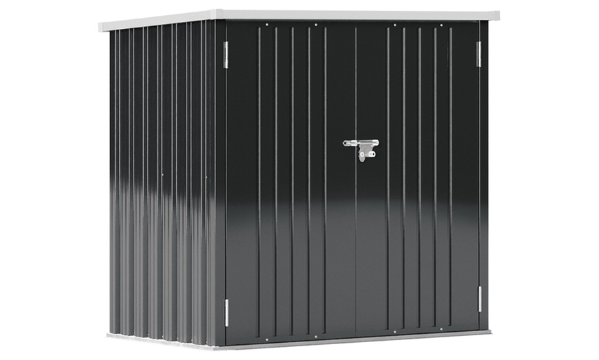 Image 2: Lockable Metal Storage Shed with Sloped Roof Design