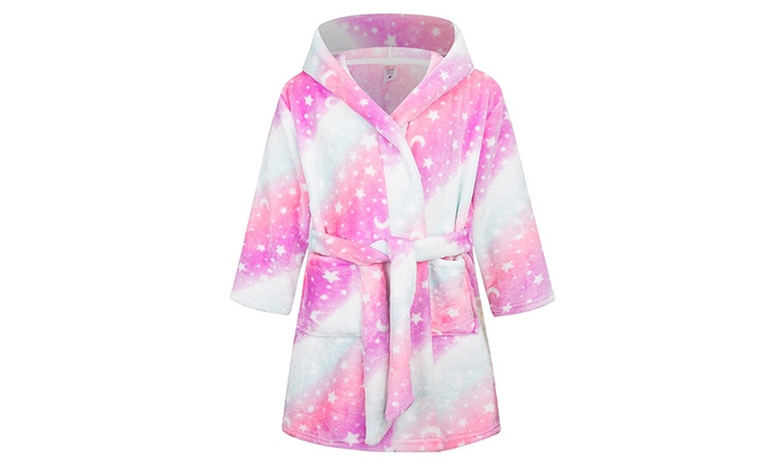 Image 8: Childern Hooded Flannel Fleece Robe