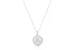 Sterling Silver Crystal Round Disc Initial Pendant Necklace - Second Medium