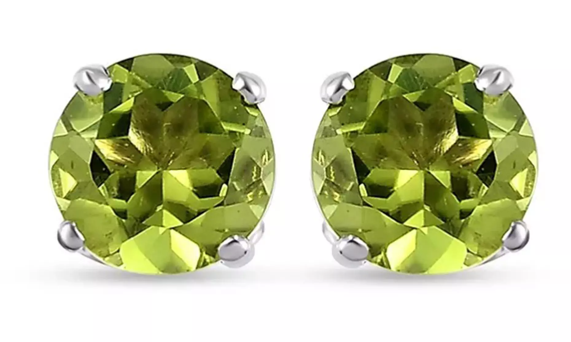 Paris Jewelry 10k Yellow Gold Plated Round 7mm Peridot Stud Earrings