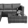 Image 1: Three-Piece Grey Rattan-Effect Garden Corner Sofa Set